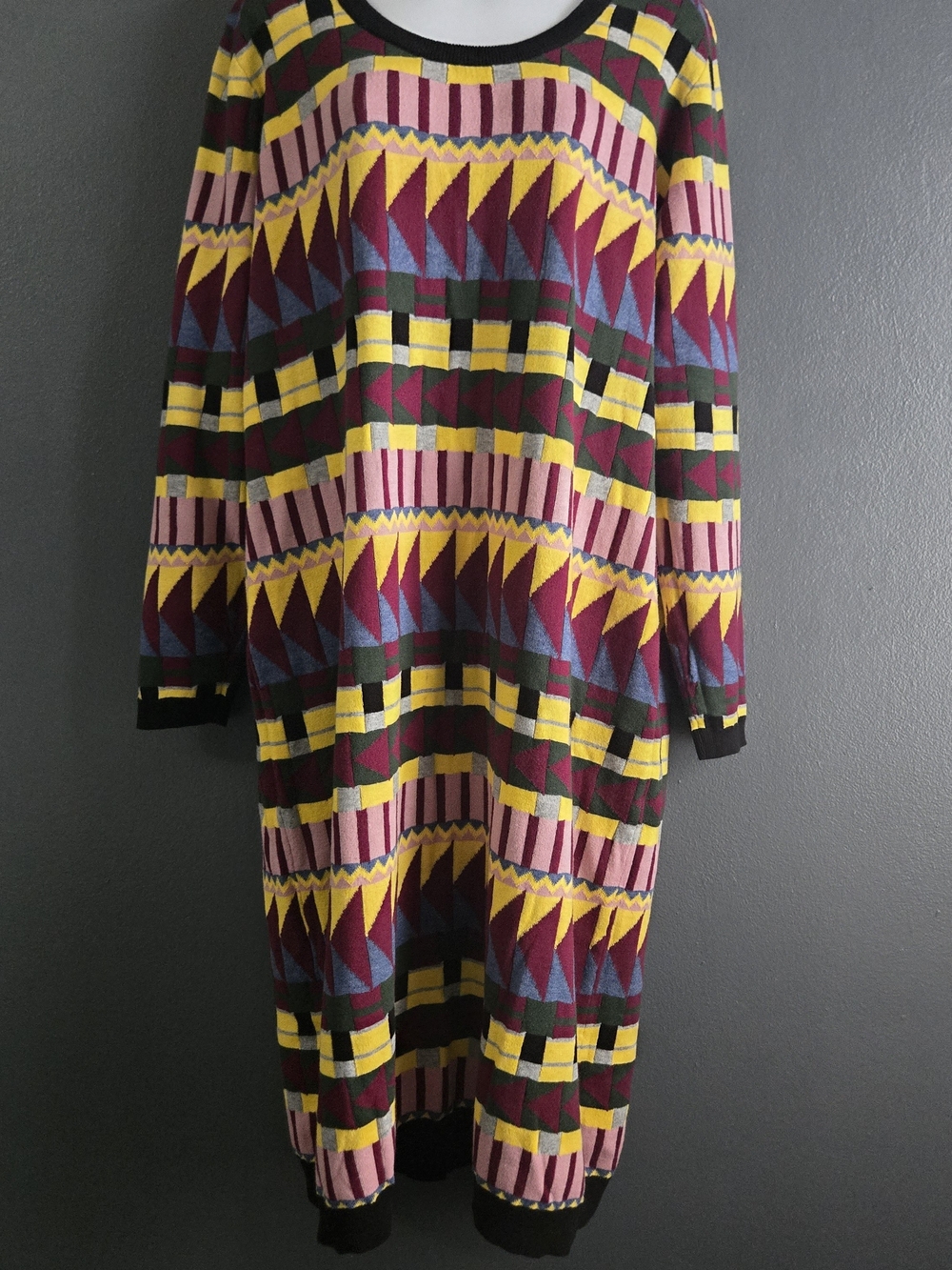 Eloquii Geometric Print Midi Sweater Dress Retro Mod Revival 18/20